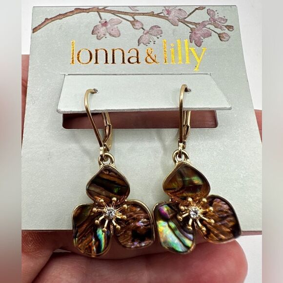 NWT Lonna & Lilly Mother of Pearl and Gold tone dangle earrings! - Picture 2 of 10